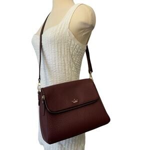 Kate Spade Pebbled Leather Georgia Carter Crossbody Bag in Cherrywood
